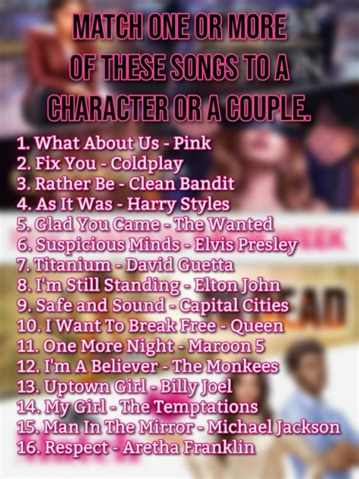 Characters by Songs That Remind You Of Them