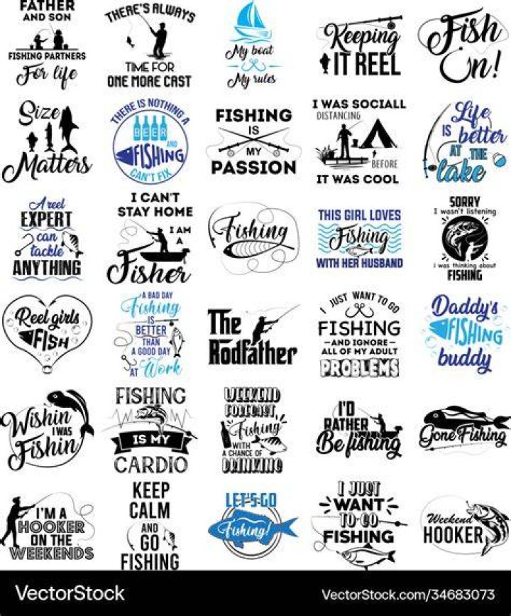 Collection fishing phrases slogans or quotes Vector Image