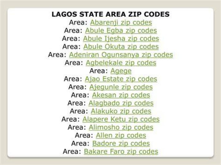Lagos Zip Code Complete & Correct Postal Code for all Lagos towns