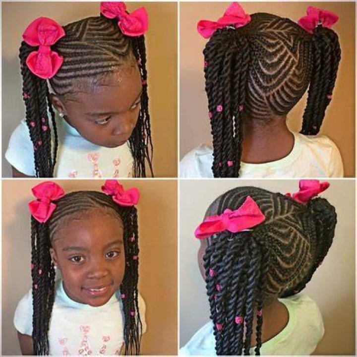 Twisted cornrow pigtails Girls braids, Braids for kids, Kids